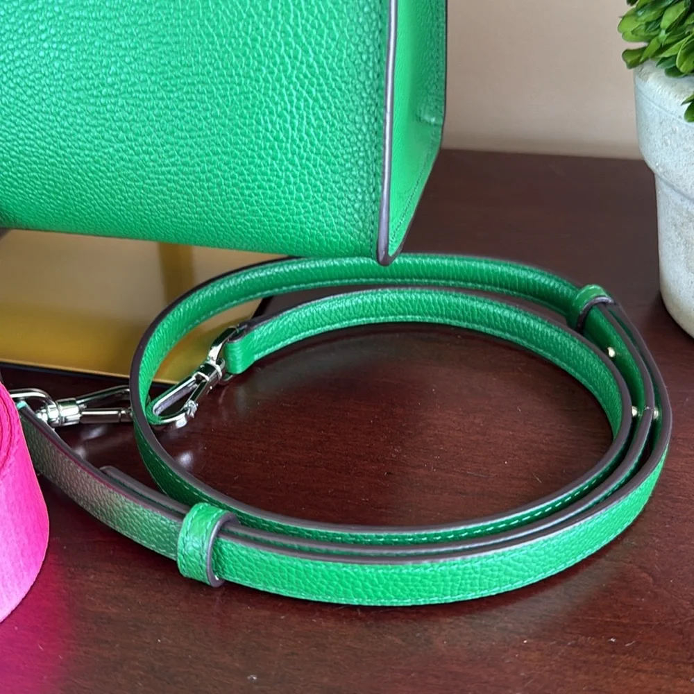 KATE SPADE ♠️ New York "Sam"💚GREEN BEAN💚MEDIUM SATCHEL BAG & POUCH🌟LIKE NEW🌟 - Picture 9 of 17